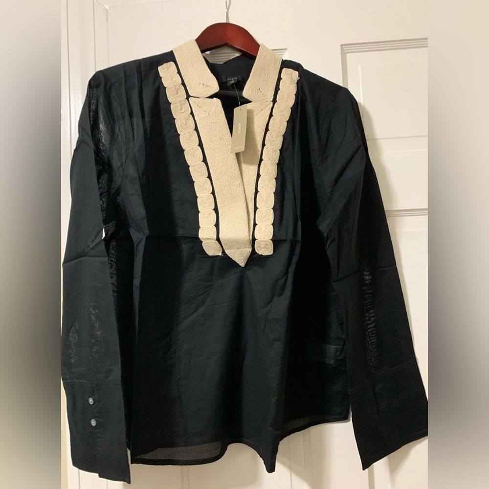 J. Crew Black Tunic with Cream Accents